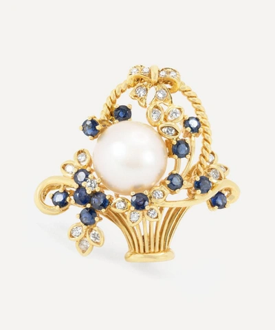 Kojis 18ct Gold Sapphire And Pearl Basket Brooch-pendant