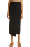 Vince Asymmetric Overlap Skirt In Black