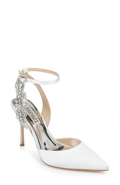 Badgley Mischka Blanca Sandal In White Satin