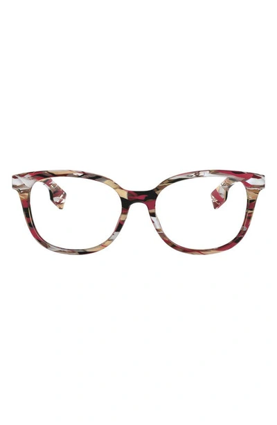 Burberry 53mm Cat Eye Optical Glasses In Striped Check