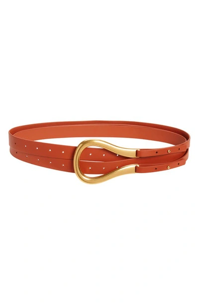 Bottega Veneta Leather Waist Belt In Maple-gold