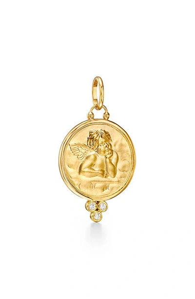 Temple St. Clair 18k Gold 21mm Angel Pendant With Diamonds In Yellow Gold