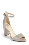 Vince Camuto Corlina Ankle Strap Sandal In Pewter Dazzle Suede