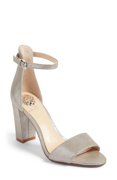 Vince Camuto Corlina Ankle Strap Sandal In Pewter Dazzle Suede