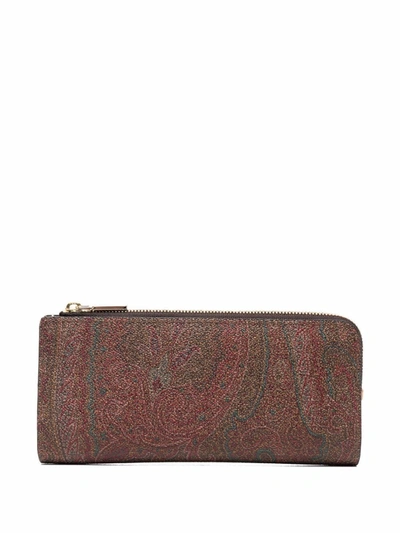Etro Paisley-print Folded Wallet In Brown