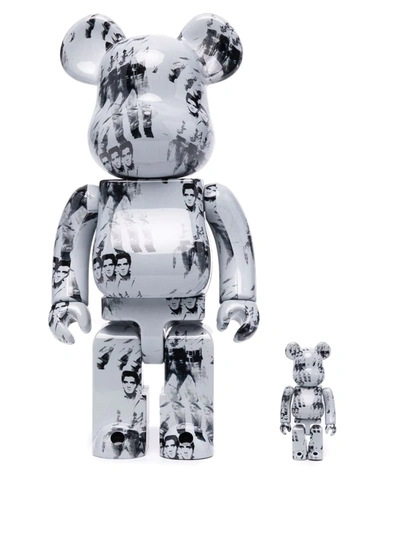 Medicom Toy X Andy Warhol Elvis Presley Be@rbrick 100% And 400% Figure Set In Grey