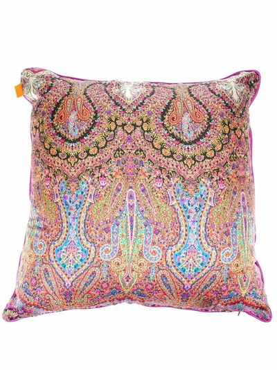 Etro Home Paisley Satin Cushion In Rot