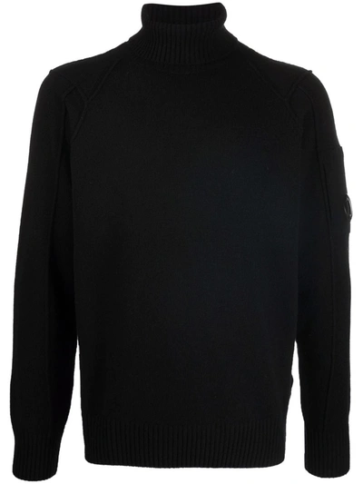 C.p. Company Logo-place Roll-neck Jumper In Black