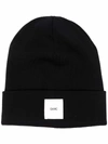 Oamc Logo-patch Cashmere Beanie In Schwarz