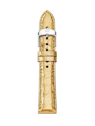 Michele Women's Alligator Leather Watch Strap/16mm In Gold Metalic