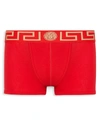 Versace Red Greca Border Boxer Briefs In Red Gold