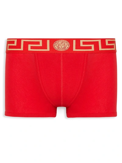 Versace Red Greca Border Boxer Briefs In Red Gold