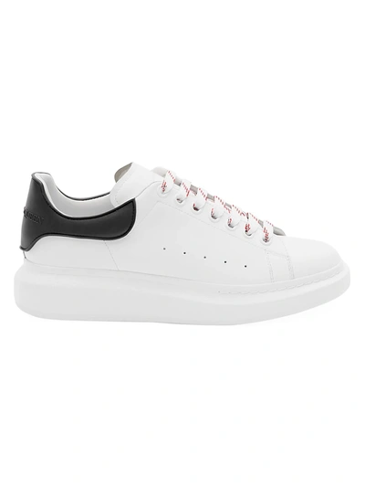 Alexander Mcqueen Sneakers Oversize In Pelle Bianca E Talloncino In Pelle Scamosciata Blu Avio In White