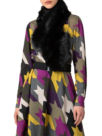 Akris Punto Dyed Lamb Fur & Lambskin Shawl In Black