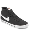 Nike Men's Court Legacy Canvas Casual Mid Sneakers From Finish Line In Black, White