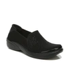 Bzees Poppyseed Womens Slip On Comfort Casual And Fashion Sneakers In Black Rhinestone Fabric