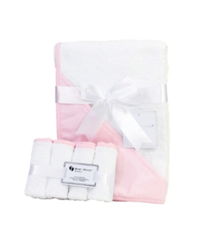 3 Stories Trading Hooded Baby Towel With Wash Cloth Bundle In Pink