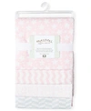 Tendertyme Baby Boys Stars Waves Flannel Receiving Blankets, Pack Of 4 In Pink