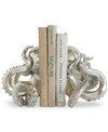 3R STUDIO DECORATIVE RESIN OCTOPUS BOOKENDS, SILVER-TONE, SET OF 2