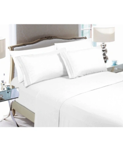 Elegant Comfort Luxury Soft Solid 4 Pc. Sheet Set, California King In White