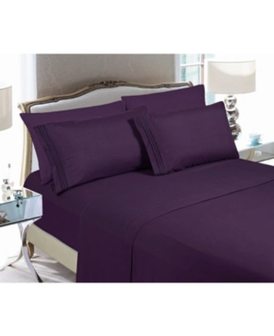Elegant Comfort Luxury Soft Solid 4 Pc. Sheet Set, King In Purple