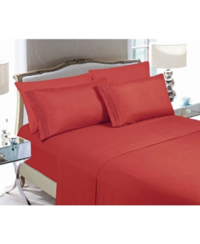 Elegant Comfort Luxury Soft Solid 4 Pc. Sheet Set, Full In Bright Red