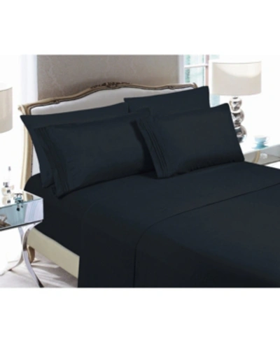 Elegant Comfort Luxury Soft Solid 4 Pc. Sheet Set, King In Black
