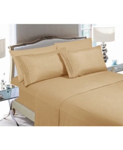 Elegant Comfort Luxury Soft Solid 4 Pc. Sheet Set, California King In Gold