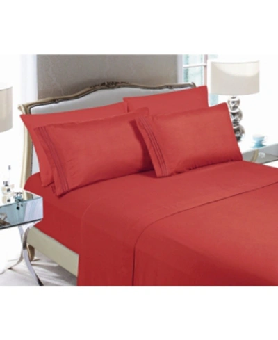 Elegant Comfort Luxury Soft Solid 4-pc. Sheet Set, California King In Bright Red