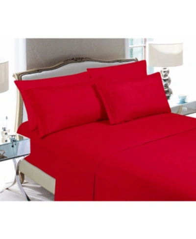 Elegant Comfort Luxury Soft Solid 4 Pc. Sheet Set, California King In Red