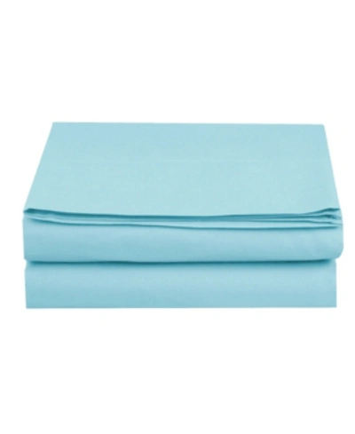 Elegant Comfort Silky Soft Flat Sheet, Twin In Open Blue