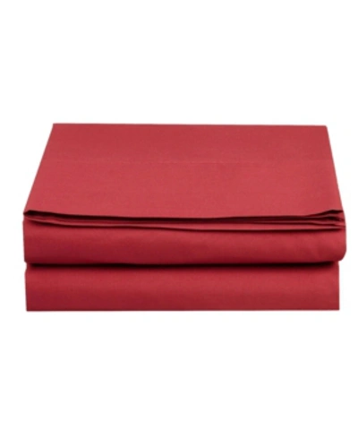 Elegant Comfort Silky Soft Flat Sheet, Queen In Dark Red