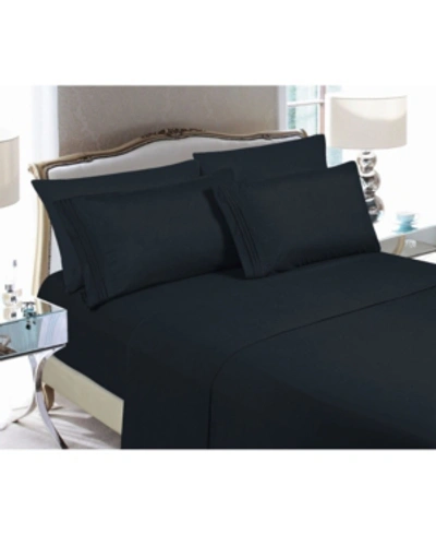 Elegant Comfort Luxury Soft Solid 6 Pc. Sheet Set, California King In Black
