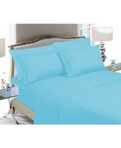 Elegant Comfort Luxury Soft Solid 6 Pc. Sheet Set, Queen In Open Blue