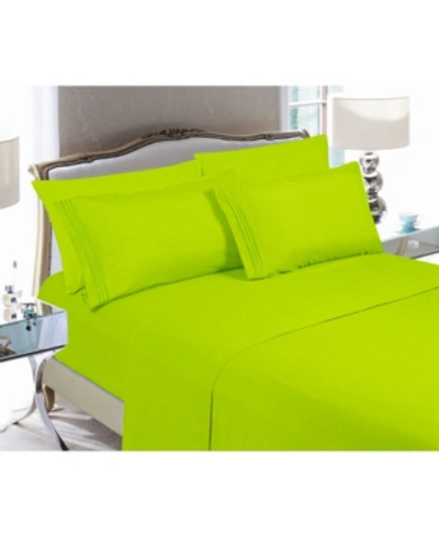 Elegant Comfort Luxury Soft Solid 6 Pc. Sheet Set, Queen In Open Green