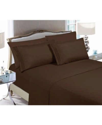 Elegant Comfort Luxury Soft Solid 6 Pc. Sheet Set, Queen In Brown