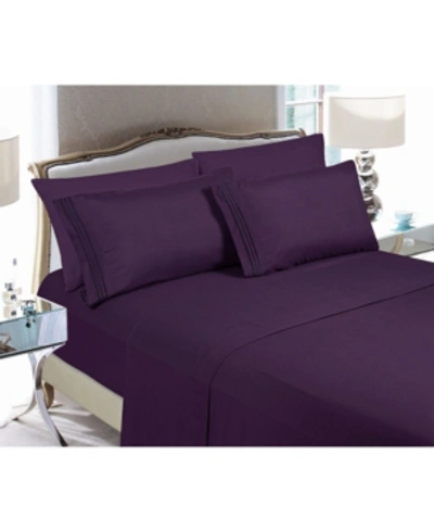 Elegant Comfort Luxury Soft Solid 6 Pc. Sheet Set, Queen In Purple