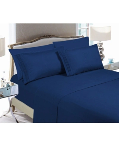Elegant Comfort Luxury Soft Solid 6 Pc. Sheet Set, Queen In Navy