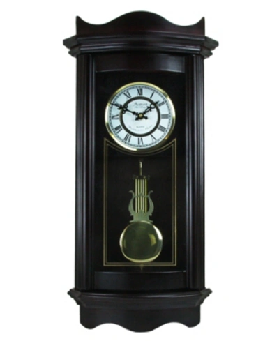 Bedford Clock Collection 25" Wall Clock With Pendulum In Weathered Chocolate Cherry