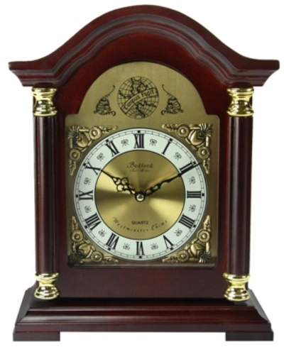 Bedford Clock Collection Mantel Clock With Chimes In Redwood Oak