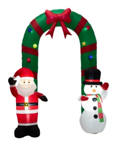 Glitzhome Glitz Home 8' Inflatable Santa Snowman Gate Arch In Multi