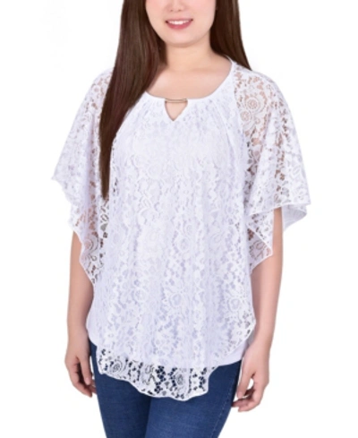 Ny Collection Petite Lace Poncho Top With Matching Tank In White