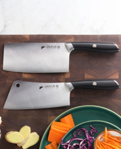 Saveur Selects Voyage Series Forged German Steel 2-pc. Cleaver Set In Black