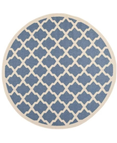 Safavieh Courtyard Cy6903 Blue And Beige 7'10" X 7'10" Sisal Weave Round Outdoor Area Rug