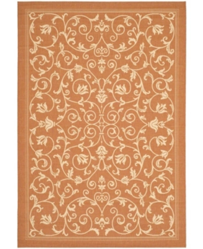 Safavieh Courtyard Cy2098 Terracotta And Natural 2'7" X 5' Outdoor Area Rug In Red