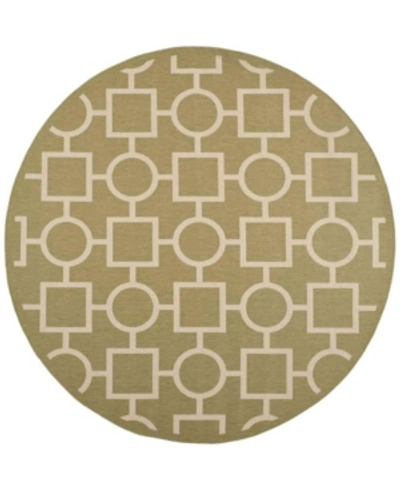 Safavieh Courtyard Cy6925 Green And Beige 7'10" X 7'10" Sisal Weave Round Outdoor Area Rug