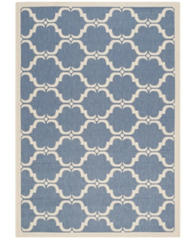 Safavieh Courtyard Cy6009 Blue And Beige 7'10" X 7'10" Sisal Weave Round Outdoor Area Rug