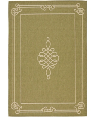 Safavieh Courtyard Cy6788 Green And Creme 6'7" X 9'6" Outdoor Area Rug