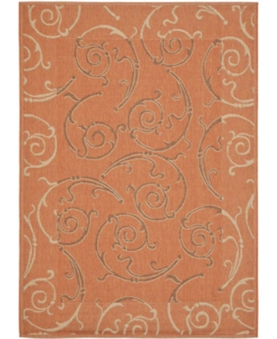 Safavieh Courtyard Cy7108 Terracotta And Cream 6'7" X 9'6" Outdoor Area Rug In Red
