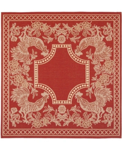 Safavieh Courtyard Cy3305 Red And Natural 6'7" X 6'7" Sisal Weave Square Outdoor Area Rug